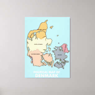 Toile Carte politique du Danemark