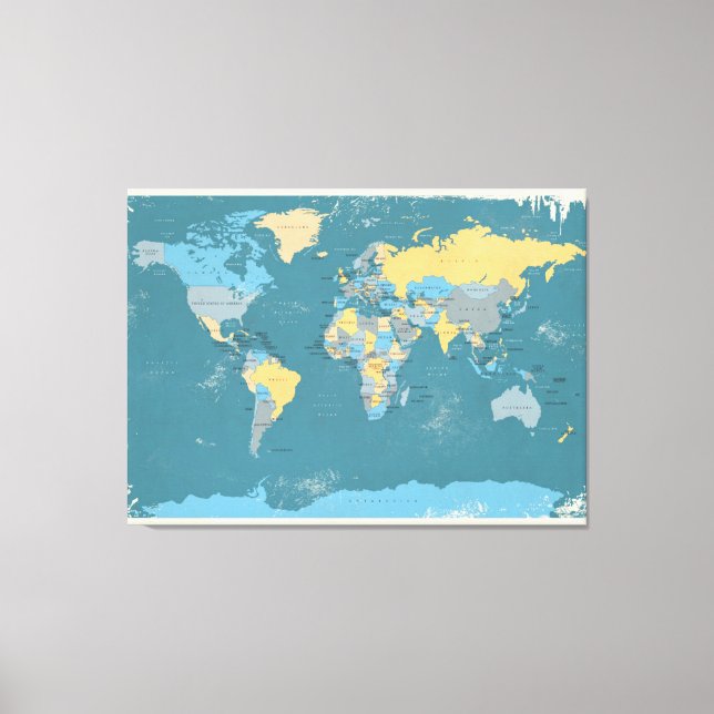 Toile Carte politique rétrograde du monde (Recto)