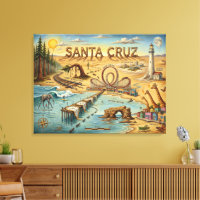Carte pop art de Santa Cruz – Repère côtier audaci