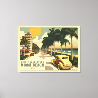 Toile Carte postale 1920 Retro Miami Beach Ocean Drive