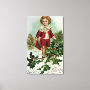 Toile Carte postale de Noël victorienne représentant un 