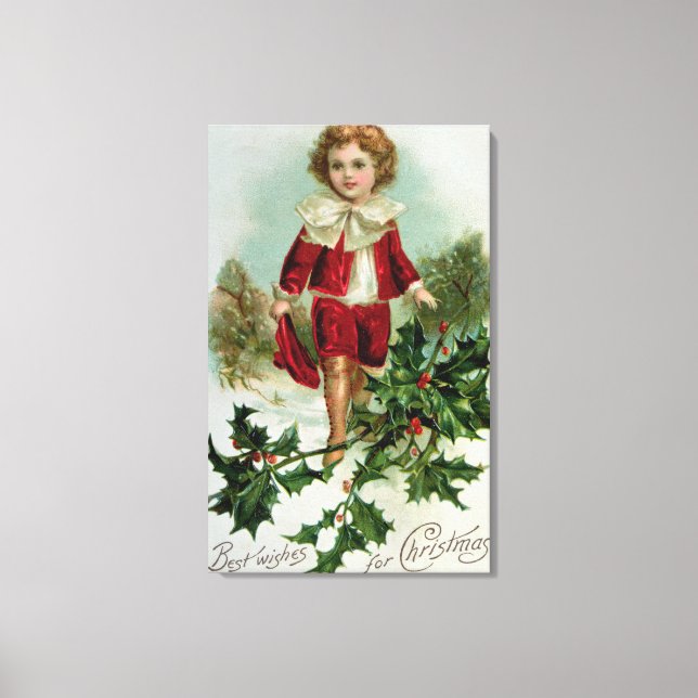 Toile Carte postale de Noël victorienne représentant un  (Recto)