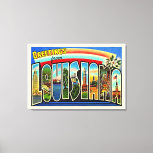 Toile Carte postale État de la Louisiane Vintage aux gra