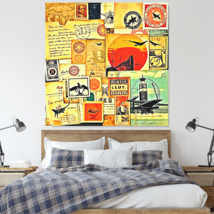 Toile Carte postale Vintage voyage