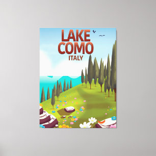 Toile Carte postale voyage du lac de Côme Italie.
