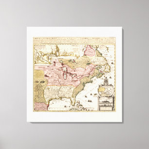 Toile Carte Québec Nouvelle-France Amérique par Français