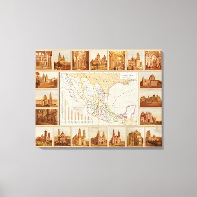 Toile Carte religieuse du Mexique (Recto)