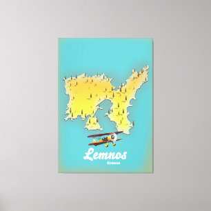 Toile Carte rétro de Lemnos Grèce