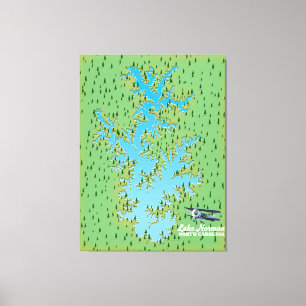 Toile Carte rétro du lac Norman en Caroline du Sud