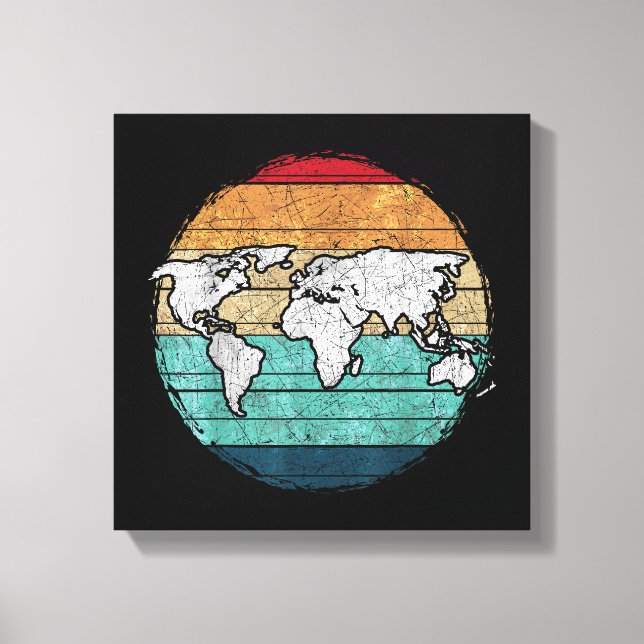 Toile Carte Retro World (Recto)