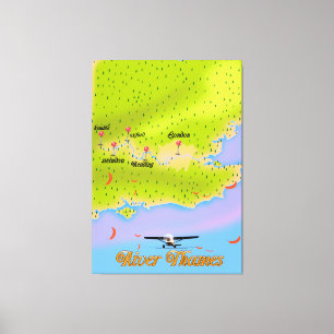 Toile Carte River Thames Londres Angleterre