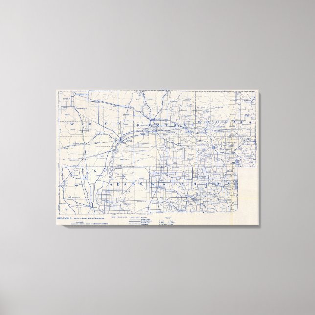 Toile Carte routière cyclable du Wisconsin 5 (Recto)