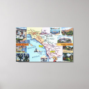 Toile Carte routière des autoroutes romantiques de l'CA