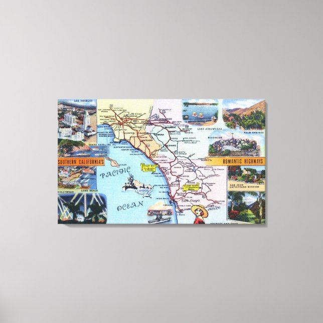 Toile Carte routière des autoroutes romantiques de l'CA  (Recto)
