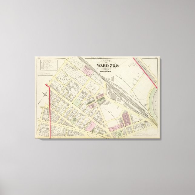 Toile Carte routière ferroviaire de NY Boston et Provide (Recto)