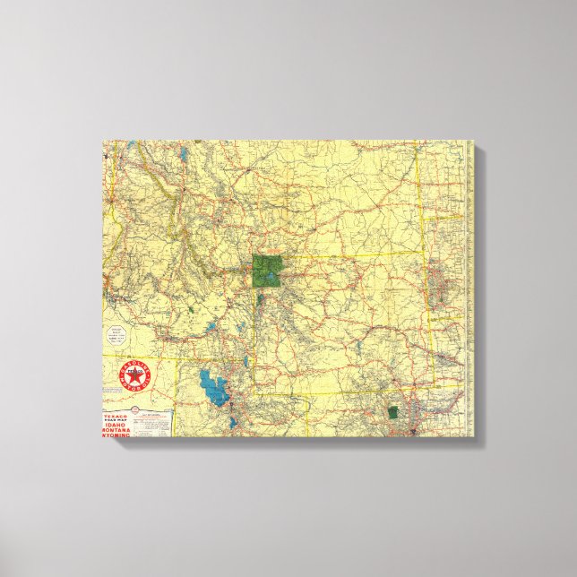 Toile Carte routière Idaho, Mont, Wyo (Recto)