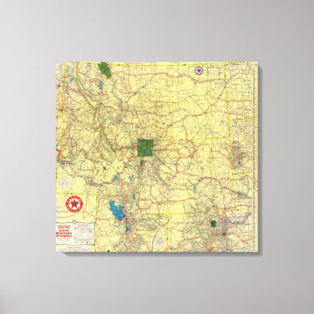 Toile Carte routière Idaho, Mont, Wyo (Recto)