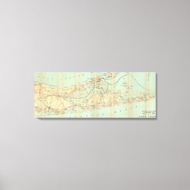 Toile Carte routière vintage de Long Island (1905) (Recto)