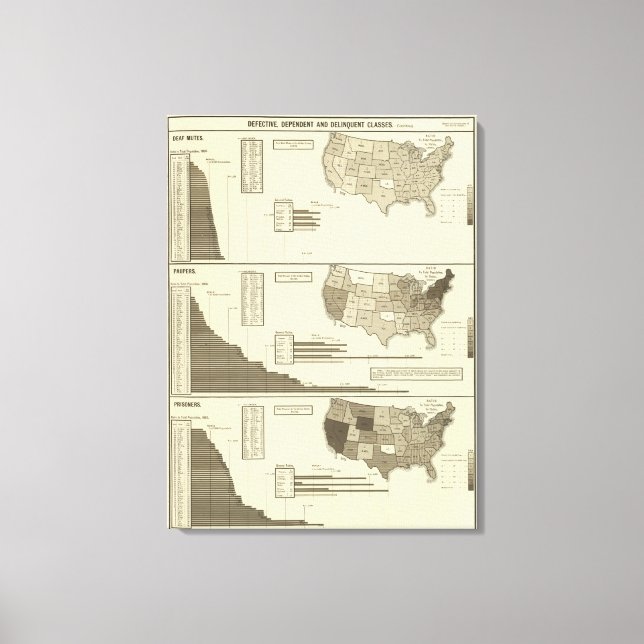 Toile Carte statistique des sourds, des pères, des priso (Recto)
