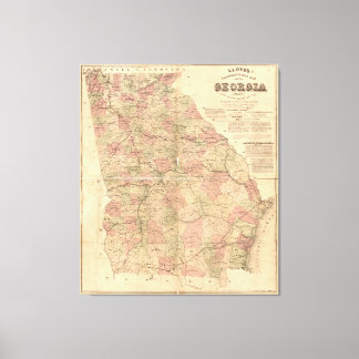 Toile Carte topographique de la Géorgie de Lloyd (1864)