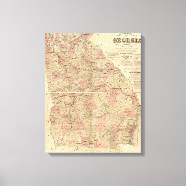 Toile Carte topographique de la Géorgie de Lloyd (1864) (Recto)