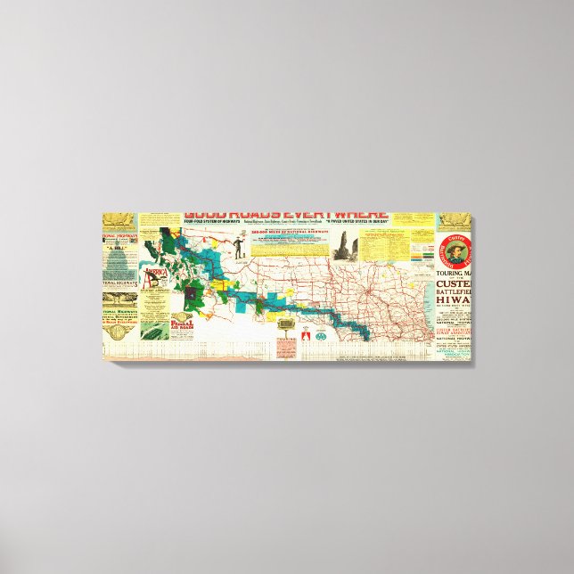 Toile Carte touristique de la route Custer Battlefield H (Recto)