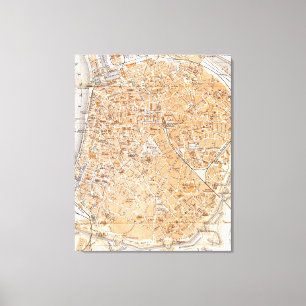 Toile Carte vintage d'Anvers Belgique (1905)