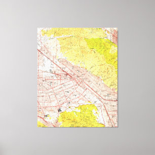 Toile Carte vintage de Burbank la Californie (1953)