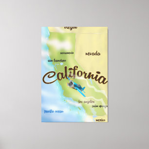 Toile Carte vintage de Californie aux États-Unis