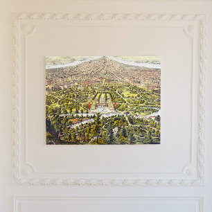 Toile Carte vintage de Central Park, New York, 1873