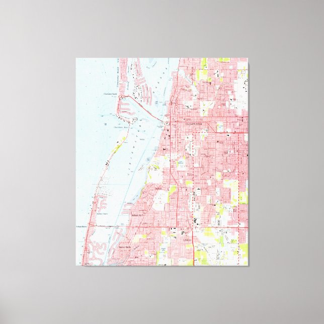 Toile Carte vintage de Clearwater Florida (1974) (Recto)