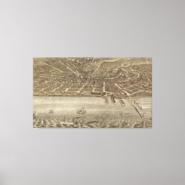 Toile Carte vintage de Cleveland (1877) (Recto)