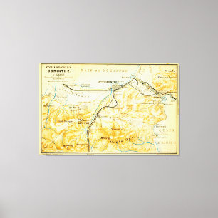 Toile Carte vintage de Corinth Greece (1894)