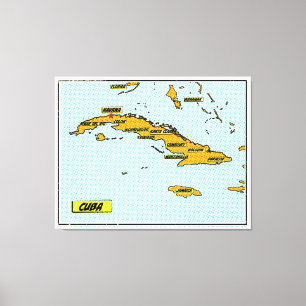 Toile Carte vintage de Cuba de bande dessinée