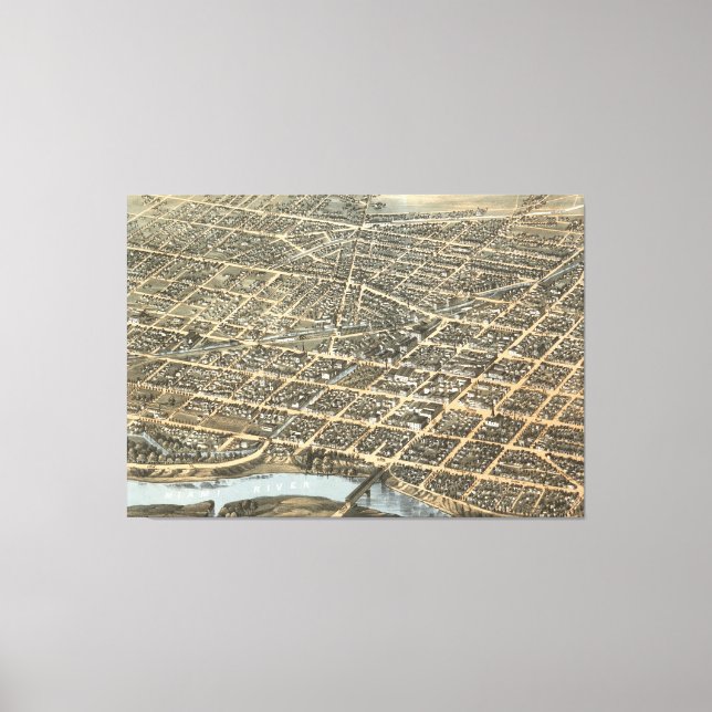 Toile Carte vintage de Dayton Ohio (1870) (Recto)