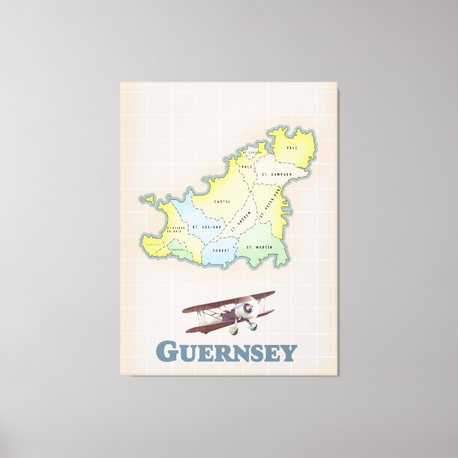 Toile Carte vintage de Guernesey (Recto)