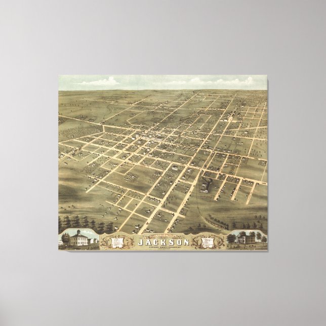 Toile Carte vintage de Jackson Tennessee (1870) (Recto)