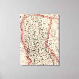 Toile Carte Vintage de la Californie du Nord (1883)