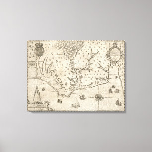 Toile Carte vintage de la Caroline du Nord côtière