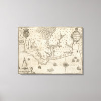 Carte vintage de la Caroline du Nord côtière (1590