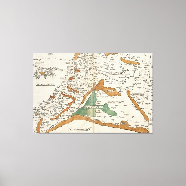 Toile Carte vintage de la Mésopotamie (1482) (Recto)