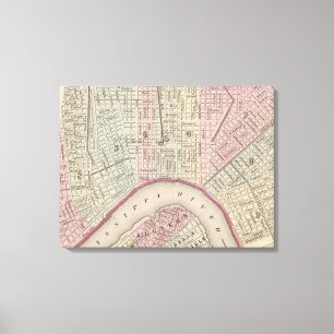 Toile Carte vintage de la Nouvelle-Orléans (1880)