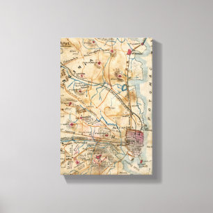 Toile Carte vintage de la Virginie du nord-est (1862)