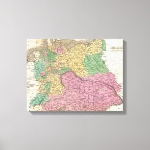 Toile Carte vintage de l'Allemagne (1827)