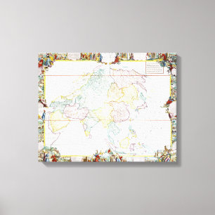 Toile Carte vintage de l'Asie   1786