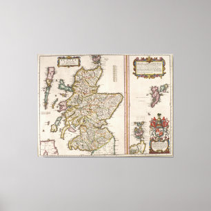Toile Carte vintage de l'Ecosse (1654)