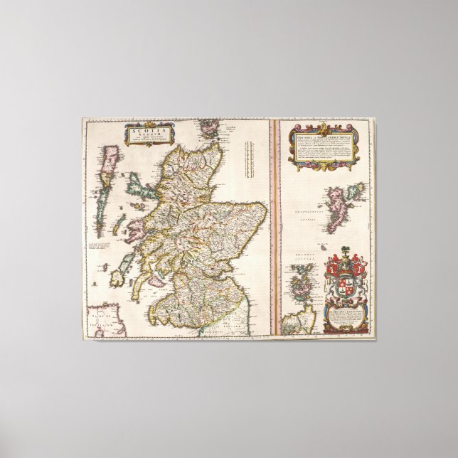 Toile Carte vintage de l'Écosse (1654) (Recto)