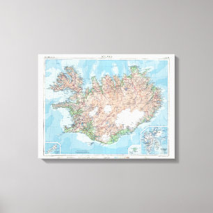 Toile Carte vintage de l'Islande