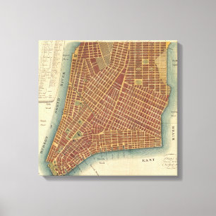 Toile Carte vintage de Lower New York City (1807)