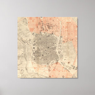 Toile Carte vintage de Madrid Espagne (1861)